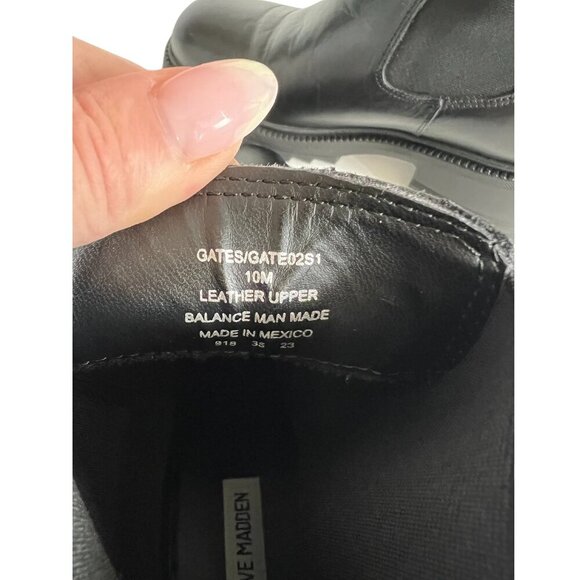 Steve Madden Black Leather Gates Ankle Boots Size 10 - Picture 5 of 8